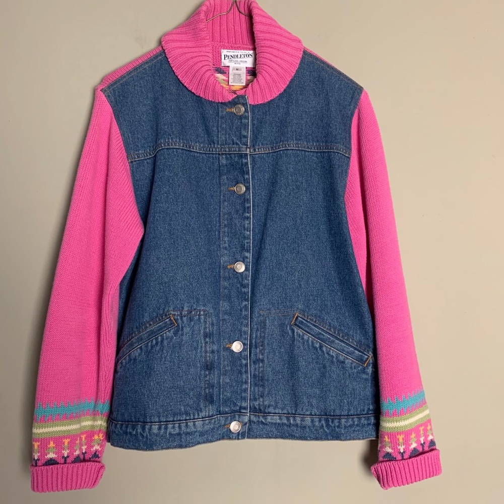 Pendleton Denim and Knit Aztec Print Jacket Medium